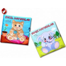 2 Kitap Tox Evcil Hayvanlar ve Vahşi Hayvanlar Kumaş Sessiz Kitap