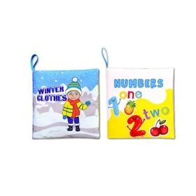2 Kitap Tox İngilizce Kışlık Giysiler ve Rakamlar Kumaş Sessiz Kitap E124 E128 - Bez Kitap Eğitici Oyuncak Yumuşak ve Hışırtılı