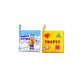 2 Kitap Tox İngilizce Kışlık Giysiler ve Şekiller Kumaş Sessiz Kitap E124 E131 - Bez Kitap Eğitici Oyuncak Yumuşak ve Hışırtılı