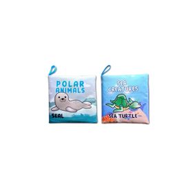 2 Kitap Tox İngilizce Kutup Hayvanları ve Deniz Canlıları Kumaş Sessiz Kitap E125 E122 - Bez Kitap Eğitici Oyuncak , Yumuşak ve Hışırtılı