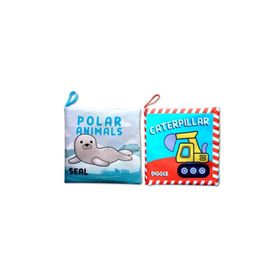 2 Kitap Tox İngilizce Kutup Hayvanları ve İş Makinaları Kumaş Sessiz Kitap E125 E118 Bez Kitap Eğitici Oyuncak Yumuşak ve Hışırtılı