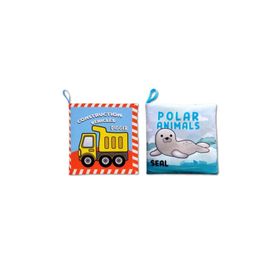 2 Kitap Tox İngilizce Kutup Hayvanları ve İş Makinaları Kumaş Sessiz Kitap E125 E118 Bez Kitap Eğitici Oyuncak Yumuşak ve Hışırtılı