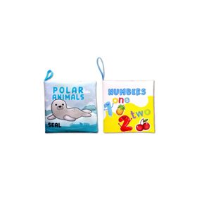 2 Kitap Tox İngilizce Kutup Hayvanları ve Rakamlar Kumaş Sessiz Kitap E125 E28 - Bez Kitap Eğitici Oyuncak Yumuşak ve Hışırtılı