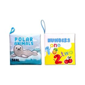 2 Kitap Tox İngilizce Kutup Hayvanları ve Rakamlar Kumaş Sessiz Kitap E125 E28 - Bez Kitap Eğitici Oyuncak Yumuşak ve Hışırtılı