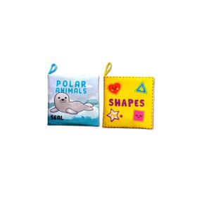 2 Kitap Tox İngilizce Kutup Hayvanları ve Şekiller Kumaş Sessiz Kitap E125 E131 - Bez Kitap Eğitici Oyuncak Yumuşak ve Hışırtılı