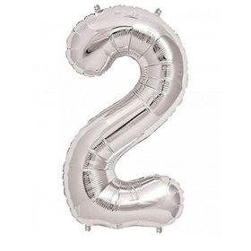 2 Rakam Gümüş 100 cm Folyo Balon