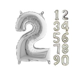 2 Rakam Gümüş 80 cm Folyo Balon