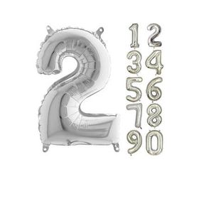2 Rakam Gümüş 80 cm Folyo Balon