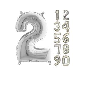 2 Rakam Gümüş 80 cm Folyo Balon