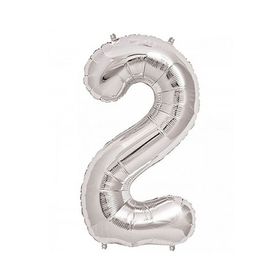 2 Rakam Gümüş 90 cm Folyo Balon