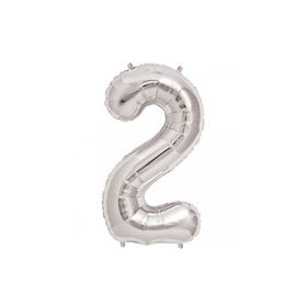 2 Rakam Gümüş 90 cm Folyo Balon