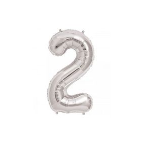 2 Rakam Gümüş 90 cm Folyo Balon