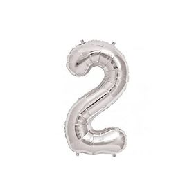 2 Rakam Gümüş 90 cm Folyo Balon