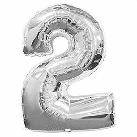 2 Rakamı Gümüş 100 cm Folyo Balon
