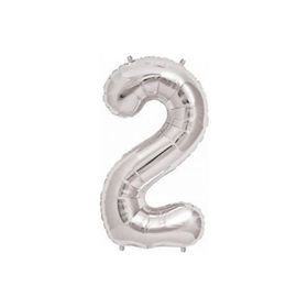 2 Rakamı Gümüş 100 cm Folyo Balon