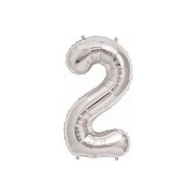 2 Rakamı Gümüş 100 cm Folyo Balon