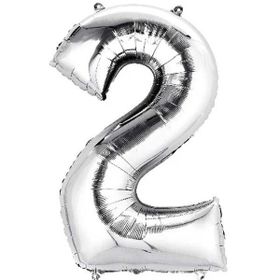2 Rakamı Gümüş 100 cm Folyo Balon