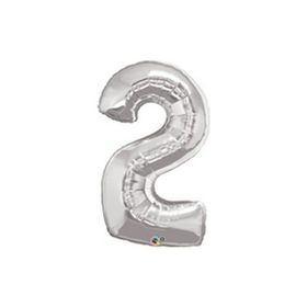 2 Rakamı Gümüş 90 cm Folyo Balon