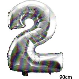 2 Rakamı Gümüş 90 cm Folyo Balon