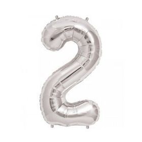 2 Rakamı Gümüş 90 cm Folyo Balon
