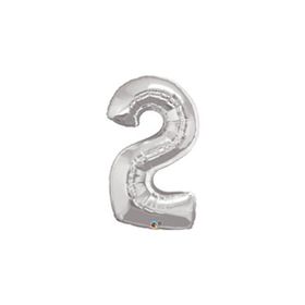 2 Rakamı Gümüş 90 cm Folyo Balon