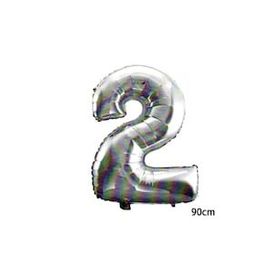 2 Rakamı Gümüş 90 cm Folyo Balon