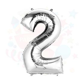2 Rakamı Gümüş Folyo Balon
