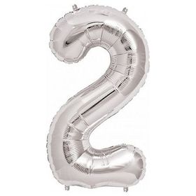 2 Rakamı Gümüş Folyo Balon