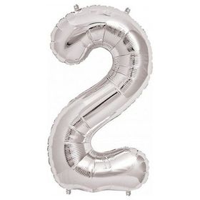 2 Rakamı Gümüş Folyo Balon