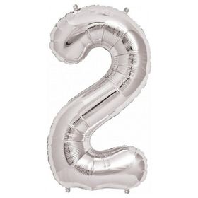 2 Rakamı Gümüş Folyo Balon