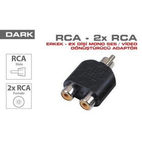 2 Rca Erkek 1 Rca Dişi Çevirici Adaptör