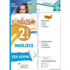 2. Sınıf İngilizce Çek Kopar Yaprak Test-Benim Hocam&Eğitim Dünyası
