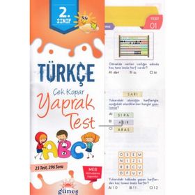 2. Sınıf Türkçe Çek Kopar Yaprak Test Güneş Yayın Dağıtım