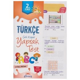 2. Sınıf Türkçe Çek Kopar Yaprak Test Güneş Yayın Dağıtım