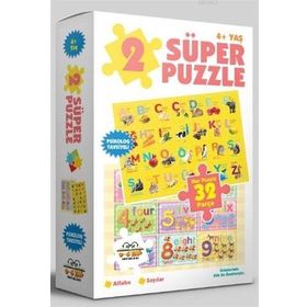 2 Süper Puzzle - Alfabe - Sayılar - 0-6 Yaş Yayınları