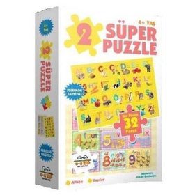 2 Süper Puzzle - Alfabe - Sayılar - 0-6 Yaş Yayınları