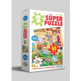 2 Süper Puzzle Çiftlik Hayvanları - Vahşi Hayvanlar 2+ Yaş - 0-6 Yaş Yayınları