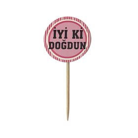 20 Adet Pembe iyiki doğdun yazılı sunum kürdanı Parti Malzemesi
