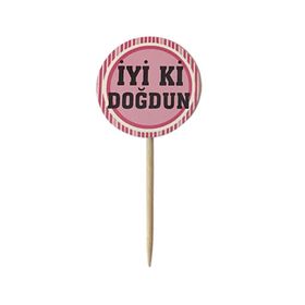20 Adet Pembe iyiki doğdun yazılı sunum kürdanı Parti Malzemesi