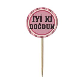20 Adet Pembe iyiki doğdun yazılı sunum kürdanı Parti Malzemesi