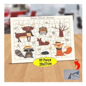 20 Ormanda Atkılı Sevimli Hayvanlar 99 Parça Puzzle Yapboz Tablo