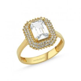 2,00 ct Altın Baget Tek Taş Zirconia Yüzük
