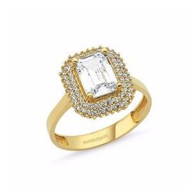 2,00 ct Altın Baget Tek Taş Zirconia Yüzük