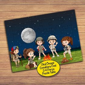 20007 Kamp Yapan Arkadaşlar Çocuklara Özel Puzzle Yapboz Tablo
