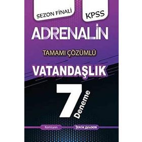 2020 KPSS Adrenalin Sezon Finali Vatandaşlık Tamamı Çözümlü 7 Deneme - Tercih Akademi Yayınları