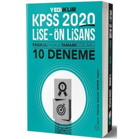 2020 KPSS Lise - Önlisans Fasikül Fasikül Tamamı Çözümlü 10 Deneme Yediiklim Yayınları