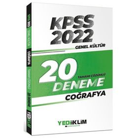2022 KPSS Genel Kültür Coğrafya Tamamı Çözümlü 20 Deneme Sınavı Yediiklim Yayınları
