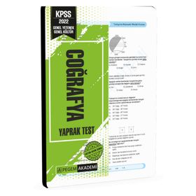 2022 KPSS Genel Yetenek Genel Kültür Coğrafya Yaprak Test - Pegem Akademi Yayıncılık