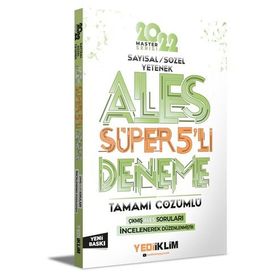 2022 Master Serisi Ales Sayısal- Sözel Yetenek Tamamı Çözümlü Süper 5'li Deneme Yediiklim Yayınları