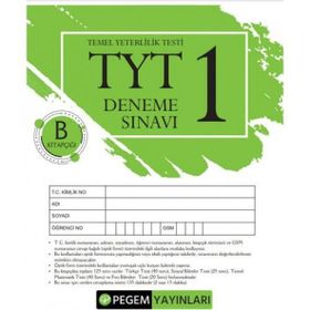 2022 TG TYT Deneme Sınavı-1 B Kitapçığı - Pegem Akademi Yayıncılık